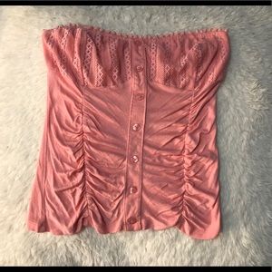 Pink ruffled tube top